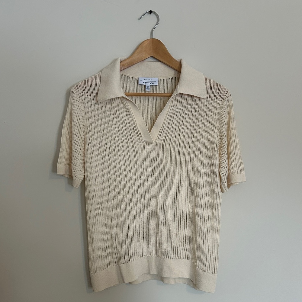 & Other Stories Cream Knitted Polo Top